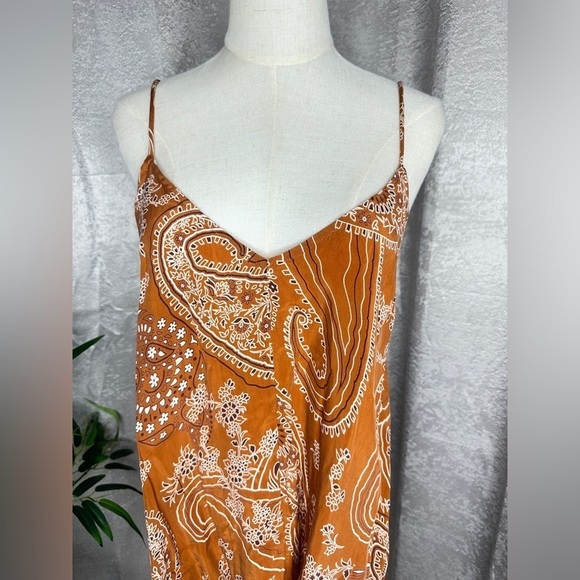 NWT ZARA Printed Boho Camisole Flowy Top in Brown & White Sz L - Picture 4 of 10